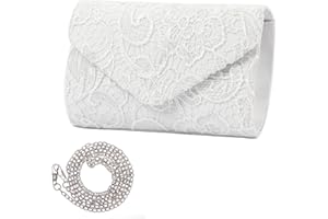 Creaher Abendtaschen Clutch Satin-Tragetasche,Elegante Damen-Clutch mit floraler Spitze Umschlag-Clutch mit Kette für Hochzeit Abschlussball und Hochzeit,Damentaschen