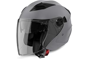 VINZ Calobra Jethelm mit Sonnenblende und Visier | Roller Helm Motorradhelm | ECE 22.06 Zertifiziert | in Gr. XS-XXL