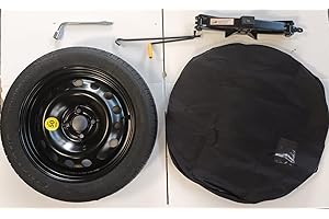 Roue de secours galette 15" compatible avec DACIA SANDERO, LOGAN, DOKKER, pour NISSAN MICRA, pour RENAULT ZOE 2013-2019, TWINGO, CLIO III, IV, V (NO EV) SMART FORTWO, FORFOUR avec cric cle sac