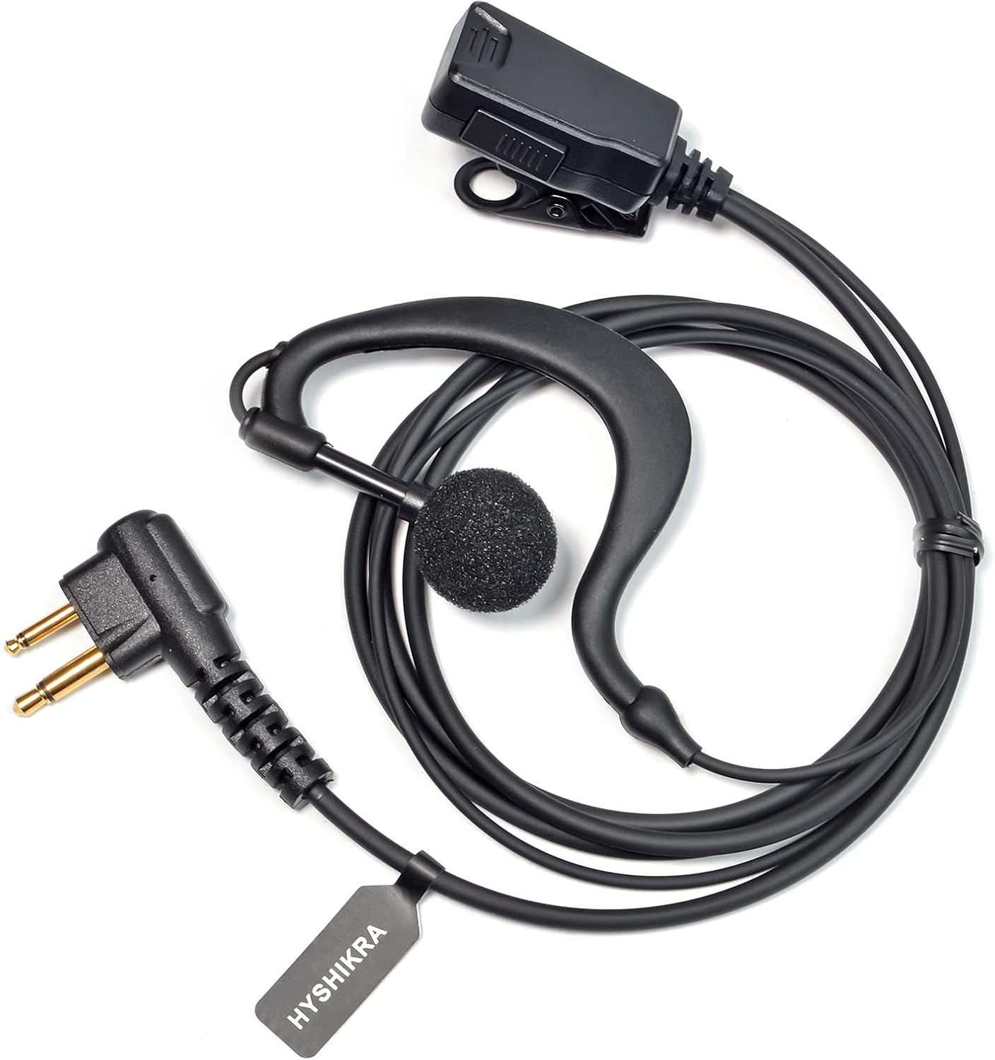 HYSHIKRA Walkie Talkie Pinganillo Compatible con Motorola CP040 DP1400 CP150 GP2000 CT150 Radio, Auricular con Micrófono y PTT para Guardia de Seguridad (Negro G, 1 Pieza)