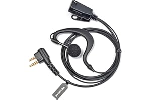 HYSHIKRA Walkie Talkie Pinganillo Compatible con Motorola CP040 DP1400 CP150 GP2000 CT150 Radio, Auricular con Micrófono y PTT para Guardia de Seguridad (Negro G, 1 Pieza)