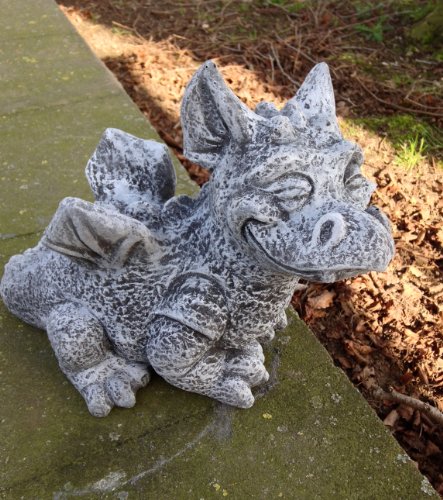 Steinfigur “ GROSSER DRACHE GRIZOO „, Frostfest bis -30°C, massiver Steinguss - 6