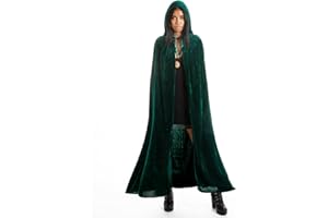 SHAFIER Largo Capa Vampiro Diablo con Capucha Terciopelo Disfraz de Halloween para Mujeres Hombres Carnaval Fiesta Disfraces Talla Unica (Negro)