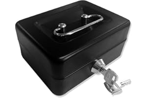 LTSTOR Caisse avec Serrure à clé, Tirelire portative en métal à Double Couche et 2 clés pour la sécurité 12.5 * 10 * 5.6cm(L, Noir)