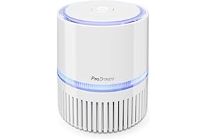 Pro Breeze Mały Oczyszczacz Powietrza na Biurko, z Filtrem HEPA Jonizatorem, Generator Jonów Ujemnych, Lampa Nocna LED, Usuwa do 99,97% Zanieczyszczeń Pyłków Dymu Kurzu, dla Alergików Palaczy