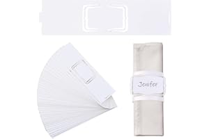 URROMA Portatovaglioli bianchi perlati, 50 pezzi, con nome di carta, anelli per tovaglioli, fibbie per matrimoni, cene, feste, celebrazioni, tavoli, centrotavola Decor