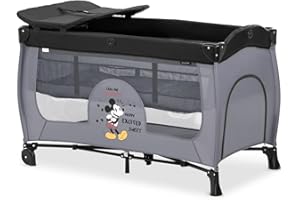 Hauck Culla da Campeggio Sleep N Play Center - Lettino Neonato fino 15kg - Letto pieghevole 120x60cm - Letto Bambini con 2 Piani Regolabili, Fasciatoio e Ruote - Grigio, Topolino