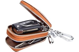 Guolich Portachiavi per auto Portachiavi Doppia Cerniera in pelle Protezione Portachiavi con Finestra Trasparente per Telecomando per Auto