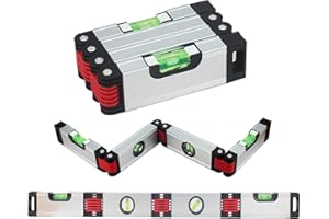 FUREINSTORE Niveau à bulle magnétique flexible 66 cm - 4 flacons: système de nivellement horizontal, vertical, oblique, ABS et aluminium pliable et articulé bricolage maçonnerie et menuiserie