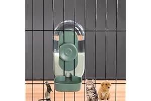 Cdycam Hanging Cage Automatic Pet Food Water Dispenser 35oz, Gravity Refill Food and Siphon Suction Water Set for Medium Small Animals Puppy Cat Rabbit Chinchilla and Ferret (Water Dispenser)
