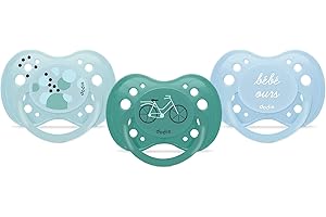 DODIE, Sucettes Anatomiques, Tetine pour bébé, +18 mois, Sans BPA, Résistante, Bleu, Garçon, Vélo, Lot de 3