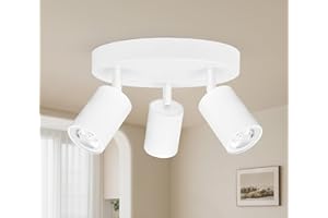 ‎GEYOULUX GeyouLux Ceiling Spotlight 3-Bulb Round LED Ceiling Light Swivelling GU10 Ceiling Light Spotlight Modern Spot Lamp Wall Spotlight White for Living Room Bedroom Kitchen (Bulb Not Included)