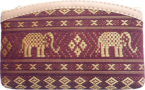Preisvergleich Produktbild Ariyas Thaishop Kleingeldtasche aus Baumwolle gewebt mit Elefanten