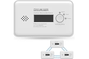 WISUALARM Kohlenmonoxid Melder, Wireless CO Melder, 10 Jahre Batterie kohlenmonoxid messgerät, CO Warner mit LCD Display und Test/Silence Taste, TÜV Zertifiziert nach EN 50291 (1 Stück Funk-Kohlenmonoxidmelder)