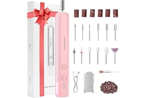 XunmotorYao Torno para Uñas sin Cable Profesional 20000 RPM Lima Electrica Uñas 12 en 1 Profesional Kit de Manicura y Pedicura Eléctrico,Rosa