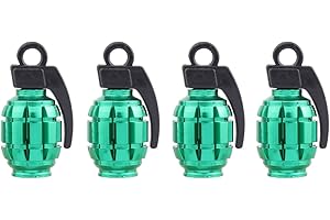 TOMALL 4pcs Green Tire Valve Stem Caps Hand-Grenade Shape Style for Van Motorcycle Bicycle