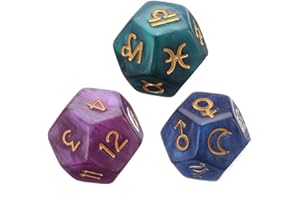advancethy Pack of 3 Dice 12 Sided Tarot Cards Oracle Cards Astrology Tarot for Parties and Families