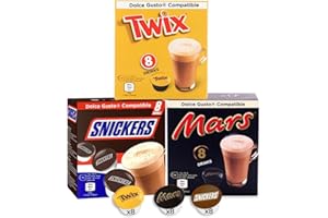 CAFFÉLUXE Mars, Snickers & Twix Dolce Gusto Capsules de chocolat chaud - 24 dosettes de chocolat chaud