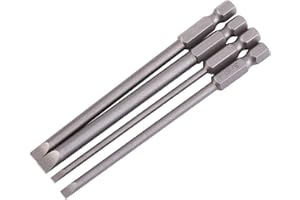 HONGCHAOUS 4 sztuk nasadki śrubokrętów S2 stal stopowa magnetyczna płaska końcówka z rowkiem 100mm 1/4 cala kształt trzpienia sześciokątnego 3mm-6mm