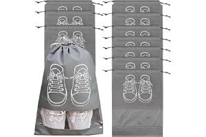 MOMENT 12 Pack Travel Shoe Bag, 44x32cm Non-Woven Storage Dustproof with Rope for Men and Women Large Shoes Pouch Packing Organizers