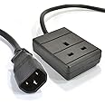 0.5m IEC C14 Connector Plug to UK 13Amp 1 Gang Socket – IEC to Mains Power Adapter Cable - 0.5 Metre Black UPS Power Cable - Compatible with APC UPS Power Supply UK Systems