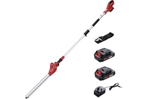 ADREAM 20V Cordless Pole Hedge Trimmer, 2.42M Long Reach Hedge Cutter with 2 Batteries, Fast Charge