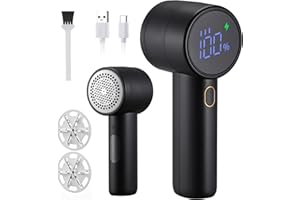 Kssvzz Quitapelusas Electrico Recargable, Quita Pelusas para Ropa Electrico 2600 mAh, Pantalla LED Maquina Quitar Bolitas Ropa, 3 Velocidades Ajustables Quita Bolas de la Ropa con 6 Cuchillas