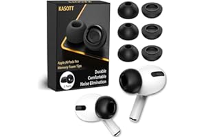 KASOTT Memory Foam Ear Tips for AirPods Pro 1st & 2nd Gen, Replacement Ear Tip Premium, Perfect Noise Reduction, Ultra-Comfort, Anti-Slip Earbud, Fit in The Charging Case (Black, Large)