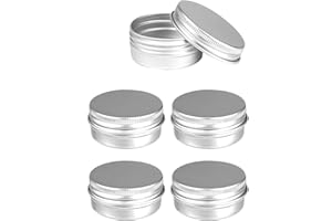 DAQIEPIN 4pcs Latas de Aluminio Vacías 15ml Contenedor de Cosméticos Redondo Tarros Vacíos Pequeños Bote Cierre Roscado para Crema Bálsamo Labial Aceite Viajes Almacenamiento Vela Jabon