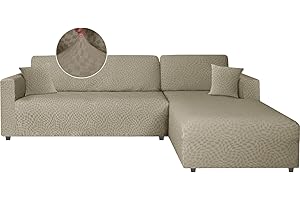 Ystyle Funda Sofa Chaise Longue Ajustables, Cubre Sofa Chaise Longue Izquierdo Derecho, 2 Piezas Protector Sofa Elasticas ChaiseLongue, Funda Sofa L (1 Plaza+2 Plazas, Caqui)