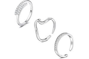 WillTen 2-4Pcs Gold Silver Toe Ring Stainless Steel Adjustable Bend Open Toe Ring, Flower Arrow Leaf Plain Thin CZ Toe Finger Tail Ring Summer Beach Foot Jewelry Set for Women Men