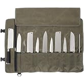 QEES Knife Bag, Heavy Duty Waxed Canvas Knife Bag, Water Resistant, Knife Case for Camping, Hiking, Khaki, Size 66*50CM