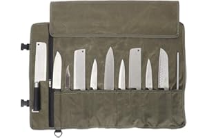 QEES Kochmesser Rolltasche 11 Slots, Messertasche für Camping, Wandern, Multifunktions-Werkzeugrolltasche，Messer Rollentasche (Armeegrün)