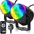 Pack Of 2, Remote Control Sound Actvated Party Lghts Ndoor, UK Plug