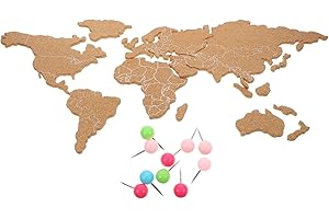 FUNOMOCYA Mapa Mundi De Corcho Adhesivo Para Pared 39.4X18 Pulgadas Decoración De Pared Mapa Del Mundo Corcho Para Hogar Oficina Viajes