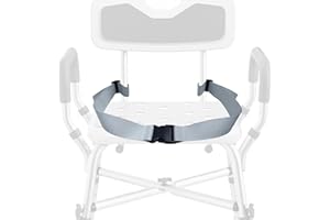 MENURSY Cintura di sicurezza per sedia da doccia, panca da bagno, antiscivolo, larghezza 5,1 cm, con fibbia in vita, per anziani disabili costretti a letto (grigio)