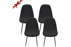 Jaotto Housse de Chaise Scandinave Lot de 4, Housse de Chaise de Salle à Manger Scandinaves Extensible,Jacquard Diagonal Couverture de Chaise Élastique Universel pour Décoration de Maison,Noir