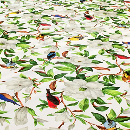 Wachstuch Wachstischdecke Tischdecke abwaschbar Vögel im Blumen Rund 140cm - 3