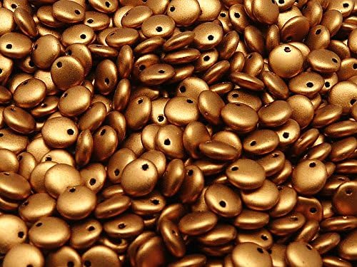 50pcs 6mm Lentil Beads - Czech Pressed glass Beads in the shape of a lens, 1-Hole, Crystal Bronze Gold