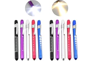 BEKASA Pack of 10 Diagnostic Lights for Nurses, Doctors, Pupil Light with Pocket Clip, Reusable LED Pen Lamp with Pupil Measuring Device, Medical Pen Light