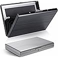 Cobee Metal RFID Credit Card Holder, 2 Pieces Stainless Steel Credit Card Case Protector Business Card Wallet Slim ID Card Holders 6 Card Slots for Men Women