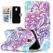 Produktbild Lanvi go Hülle für Samsung Galaxy J3 DUOS (2017) SM-J330F/DS, 3D PU Leder Flip Cover Brieftasche Schütz Hülle Abdeckung Ledertasche für Samsung Galaxy J3 (2017) DUOS (Blume Lila Blau)