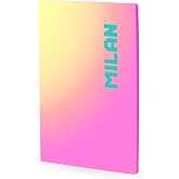 MILAN A4 Gummed Notebook, Graph Paper, 48 Sheets of 95 g/m&sup2;, Sunset Collection, Pink