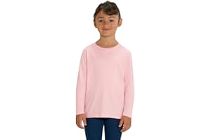 Hilltop Camiseta para Niños de Manga Larga / 100% Algodón Orgánico para Niños y Niñas. Ideal para Estampación (ej.: con Papel Transfer, Estampado Metálico Foil)