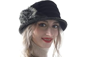 HISSHE Femmes 100% Laine Floral Seau Cloche Chapeau Melon Feutre Robe Chapeau