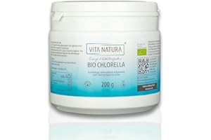 ‎VITA NATURA ENERGIE & WOHLBEFINDEN Vita Natura Chlorella-Pulver, Chlorella vulgaris, Bio, 1er Pack (1 x 200 g)