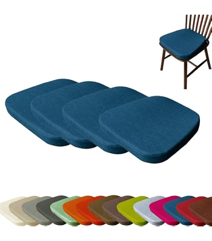Set Di 4 Cuscini Per Sedie, 40x38 Cm - Con Nastri Di Fissaggio E Fondo Antiscivolo, Lavabili, Per Interni Ed Esterni
