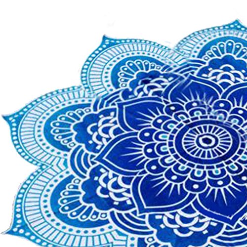 Pixnor Mandala Runde Lotus Strand werfen Gobelin Decke Wolldecke Hippie Boho Zigeuner Tischdecke Strandtuch Runde Yoga Matte blau - 3