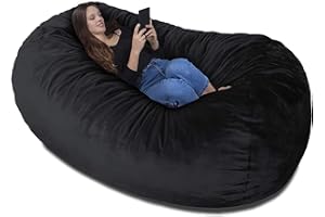 Charlie & Finn Puf Giga XXL en Negra Noche – Funda Aterciopelada Muy cómoda con Espuma viscoelástica – Cama Gigante, sofá Largo, Tumbona, colchón Genial - Niños, Adultos y Adolescentes