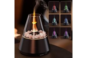 ‎HOLWIM Holwim Aroma Diffuser mit 7 Farben Licht Flammeneffekt, 120ml Humidifier, Duftöl Diffusor Luftbefeuchter für Ätherische Öle mit Timer, Wasserlose Abschaltautomatik für, Schlafzimmer, Büro (Schwarz)